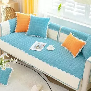 Осенне-зимний плюшевый диван-подушка, кожаный нескользящий высококачественный чехол для дивана, современный минималистичный чехол, полотенце для гостиной, утолщенный, четыре сезона 70*70cm