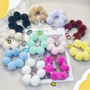 Осенне-зимний плюшевый шарик-подвеска чехол для телефона цепочка анти-потеряшка шнурок ручной бисерный браслет брелок кулон телефонный шарм розы красного