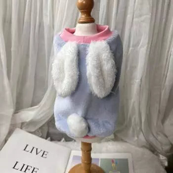 Осенне-зимний плюшевый жилет для домашних животных, милая плюшевая одежда с кроличьими ушками, пальто для собак, кружевной плюшевый жилет с кроличьими ушками, дизайнерская одежда для щенков XS