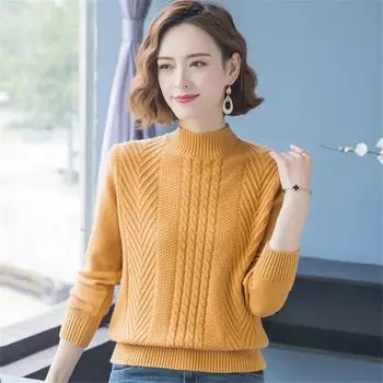 Осенне-зимний полувысокий джемпер с высоким воротом, женский, Yangqi, высококачественная свободная однотонная нижняя рубашка, размер плюс XXXL красный