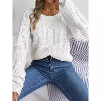 Осенне-зимний повседневный свитер-пуловер с рукавами-фонариками S хаки