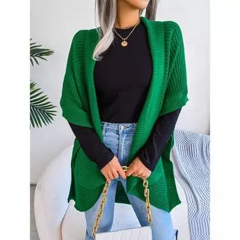 Осенне-зимний повседневный свободный кардиган больших размеров, куртка-свитер S зелёный