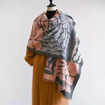 Осенне-зимний принт с изображением цветка бегонии, простой американский двухсторонний женский теплый шарф, модный шарф-шаль для кондиционера 180-65cm коричневый