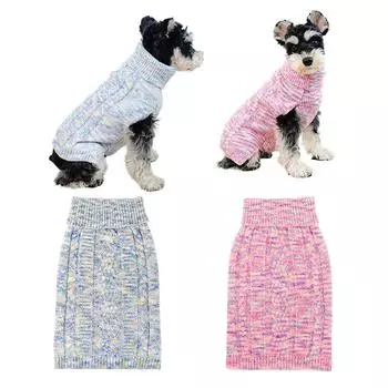 Осенне-зимний простой свитер с воротником для домашних кошек и собак XS