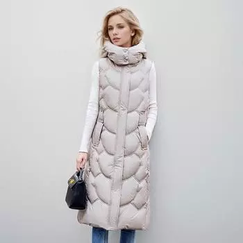 Осенне-зимний пуховый жилет из хлопка, женский жилет, жилет, жилет, утолщенный, средний и длинный, терможилет, тонкая куртка L хаки