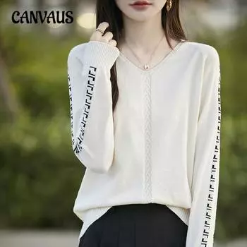 Осенне-зимний пуловер, трикотажный женский трикотаж, нижняя рубашка с V-образным вырезом S верблюд