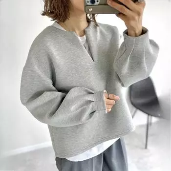 Осенне-зимний японский пуловер однотонный свободный свитер с V-образным вырезом и длинными рукавами, куртка для женщин One size абрикосовый