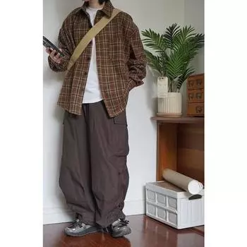 Осенне-зимний японский ретро комбинезон клетчатая рубашка для мужчин и женщин в студенческом стиле, толстая простая повседневная рубашка с длинным рукавом, пальто M