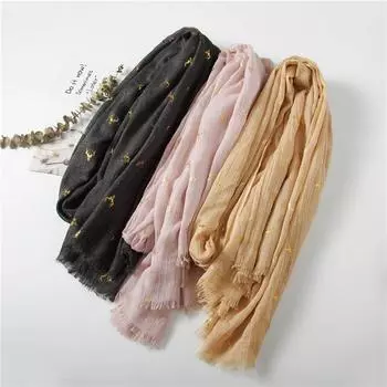 Осенне-зимний рождественский олень с горячим тиснением, хлопковый и льняной шарф, зимний теплый шарф, теплый длинный шарф для путешествий для женщин 190*120 бежевый