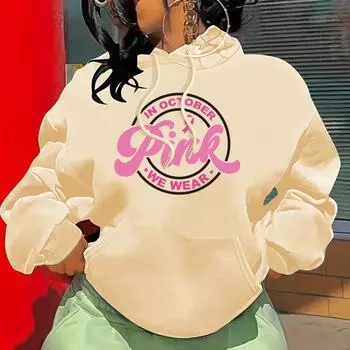 Осенне-зимний розовый модный принтованный свитер с капюшоном и рукавами из флиса Женская одежда XS серый