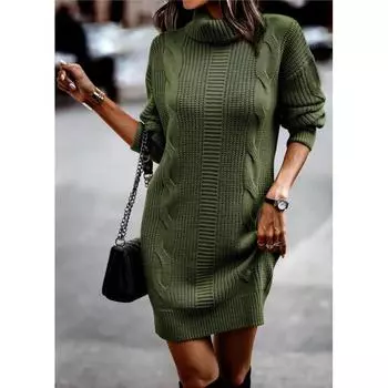 Осенне-зимний сетчатый цветной свитер с высоким воротом и длинными рукавами, женские платья L чёрный