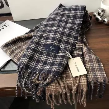 Осенне-зимний шарф Ab Color Matching Plaid Cashmere Warm Shawl Dual Purpose Scarf Tide Above 175cm