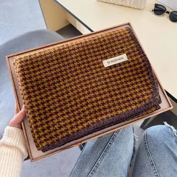 Осенне-зимний шарф ДЛЯ женщин мужчин Новая мода Мягкий Толстый Теплый Двусторонний дизайн Шаль Имитация кашемира Гусиная лапка Накидка 200X67cm