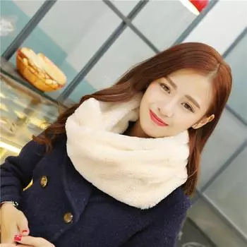 Осенне-зимний шарф из искусственной шерсти кролика Рекс, утолщенный, теплый, плюшевый, корейская версия, модный, универсальный, меховой шарф для защиты шеи чёрный