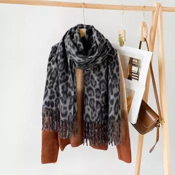 Осенне-зимний шарф с леопардовым принтом, женский шарф из искусственного кашемира, высококачественная и универсальная теплая зимняя шаль 200*60cm