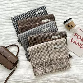 Осенне-зимний шарф-сетка «Тысяча птиц» для женщин, корейская версия, имитирующая кашемировую шаль, теплый шарф 196x68cm