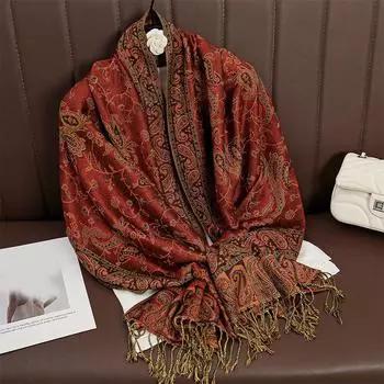 Осенне-зимний шарф шаль женская накидка теплые шарфы с принтом женский платок хлопковый палантин шарф One Size