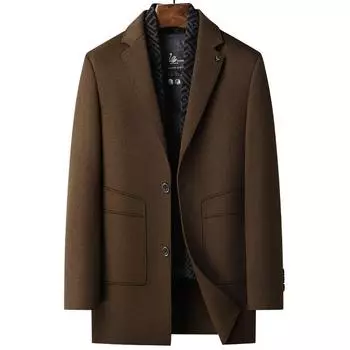 Осенне-зимний шарф-стиль с подкладкой из белого утиного пуха, утолщенное двухстороннее шерстяное пальто средней длины, деловое двухстороннее шерстяное пальто для мужчин M