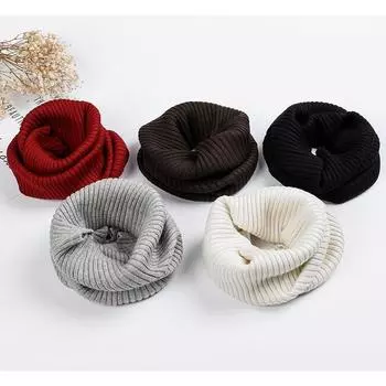 Осенне-зимний шелковый кашемировый шарф для мужчин и женщин, теплый вязаный ветрозащитный свитер, шерстяной шарф на шею one size fits all чёрный