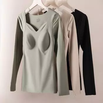 Осенне-зимний шелковый теплый бюстгальтер-топ со встроенной чашкой из латекса и основой из шелка Mulberry L