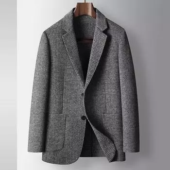 Осенне-зимний шерстяной легкий роскошный деловой однотонный пиджак из твида для людей среднего возраста и молодежи M