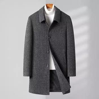 Осенне-зимний шерстяной тренчкот с длинными и средними лацканами для среднего и молодого делового возраста Куртка Qianniao Gnizi 170 серый