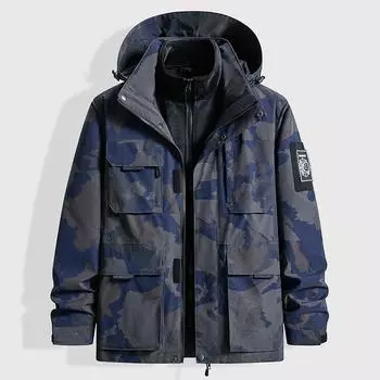 Осенне-зимний штурмовой костюм, двухкомпонентный теплый рабочий костюм, штурмовой костюм с множеством карманов и флисовым утеплителем, мужская походная куртка 6XL чёрный