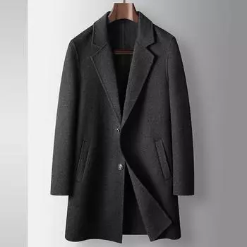 Осенне-зимний средний и длинный пиджак из шерстяной ткани ручной работы с воротником молодежная деловая двусторонняя шерстяная куртка 170