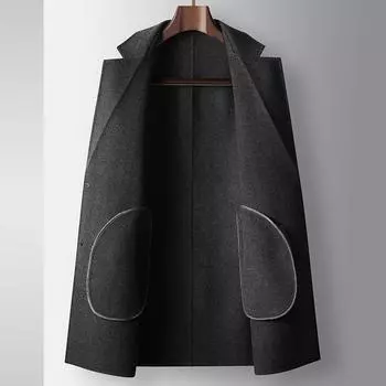 Осенне-зимний средний и длинный пиджак из шерстяной ткани ручной работы с воротником молодежная деловая двусторонняя шерстяная куртка 170