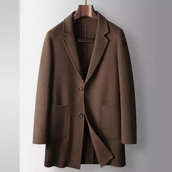 Осенне-зимний средний и длинный шерстяной тренч, молодежная деловая двухсторонняя повседневная теплая куртка ручной работы 170 верблюд