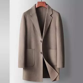 Осенне-зимний средний и длинный шерстяной тренч, молодежная деловая двухсторонняя повседневная теплая куртка ручной работы 170 верблюд