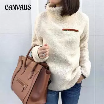 Осенне-зимний свитер больших размеров для женщин, модный, с застежкой-молнией и высоким воротом, снизу и сверху S розовый