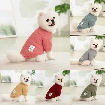 Осенне-зимний свитер для домашних животных, сохраняющий тепло, вязаная одежда для кошек и собак, красивая одежда с круглым вырезом для кошек и собак XS чёрный