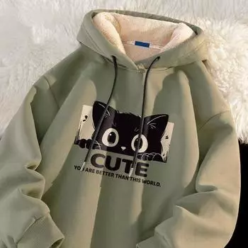 Осенне-зимний свитер из овечьей шерсти, мужской свитер Niche Design Sense, свободный, повседневный, спортивный, с капюшоном, мужские и женские куртки XS зелёный