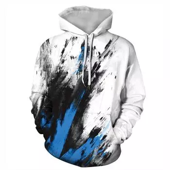 Осенне-зимний свитер Lovers Loose Hoodies Graffiti 3D Personality Printed Men and Women Hooded Long Sleeves Trend Hoodie S