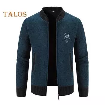 Осенне-зимний свитер, пальто с боковыми карманами, круглым вырезом, застежкой-молнией, облегающий крой, утолщенные длинные рукава, вышивка, повседневная одежда, куртка для работы и свиданий M бежевый