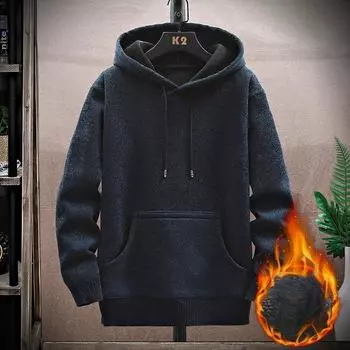 Осенне-зимний свитер-пуловер, куртка мужская, свободная, большого размера, флисовый, утолщенный, вязаный свитер, мужской свитер M