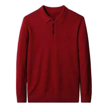 Осенне-зимний свитер с длинными рукавами, мужской однотонный воротник-поло, модная повседневная рубашка-поло, мужская одежда, свитер для мужчин M