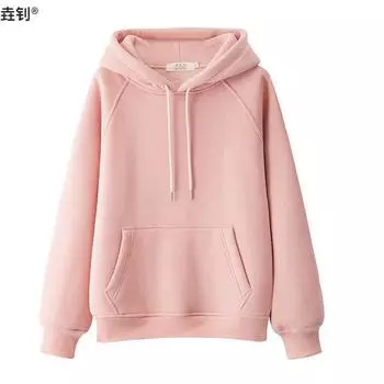 Осенне-зимний свитер с капюшоном из утолщенного бархата, женский однотонный, новый весенне-осенний, тонкий, свободный, корейский вариант, модное пальто S