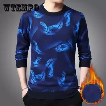 Осенне-зимний свитер с круглым вырезом, бархатная рубашка с толстым дном, брендовый свитер Tide, дикий кардиган, мужской теплый пуловер 3XL