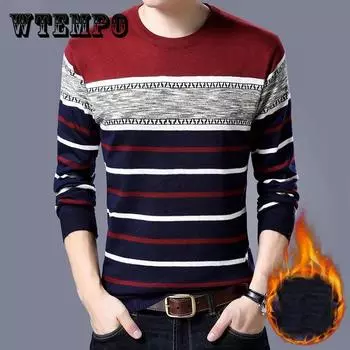 Осенне-зимний свитер с круглым вырезом, бархатная рубашка с толстым дном, брендовый свитер Tide, дикий кардиган, мужской теплый пуловер 3XL