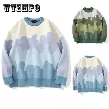 Осенне-зимний свитер с круглым вырезом для пар, трендовый теплый пуловер с граффити, мягкий свободный повседневный свитер, нижняя рубашка 2XL