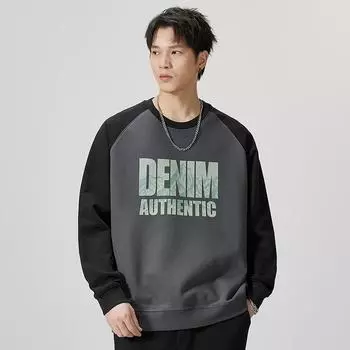 Осенне-зимний свитер с круглым вырезом для мужчин, модный бренд, плотный свободный, большого размера, с принтом алфавита, длинный рукав, тренд M