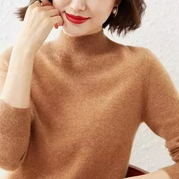 Осенне-зимний свитер с круглым вырезом для женщин, облегающий базовый пуловер, однотонный длинный рукав, зимний трикотажный свитер M