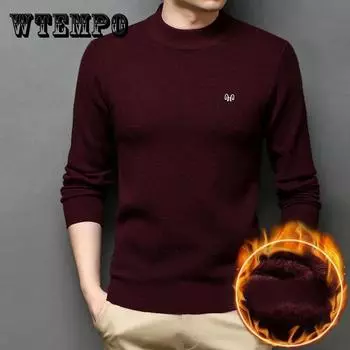 Осенне-зимний свитер с круглым вырезом и бархатной подкладкой, футболка, трикотаж, термобелье, свитер из шерсти 4XL темно-зеленого