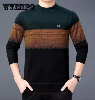 Осенне-зимний свитер с круглым вырезом и бархатная подкладка, футболка, трикотаж, термобелье, пуловер, кардиган 4XL