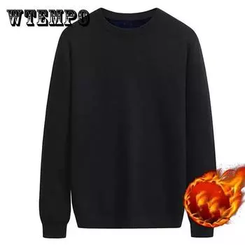 Осенне-зимний свитер с круглым вырезом, однотонная рубашка с толстым нижним краем из бархата, фирменный свитер Tide, универсальный кардиган, теплый мужской пуловер 3XL синий