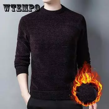 Осенне-зимний свитер с круглым вырезом плюс бархатная рубашка с подкладкой, футболка, трикотаж, термобелье, пуловер 4XL вино красного