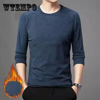 Осенне-зимний свитер с круглым вырезом плюс бархатная утепленная нижняя рубашка футболка трикотаж термобелье пуловер для молодежи и среднего возраста 4XL