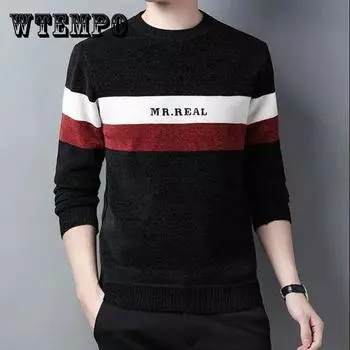 Осенне-зимний свитер с круглым вырезом плюс бархатная утепленная нижняя рубашка футболка трикотаж термобелье пуловер для молодежи и среднего возраста 4XL